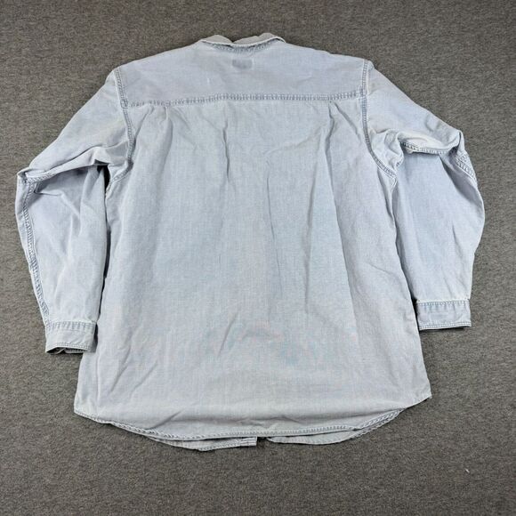 Vintage Patagonia Heavy Denim Button Up Shirt 2XL XXL Long Sleeve Logo Faded - Picture 11 of 13